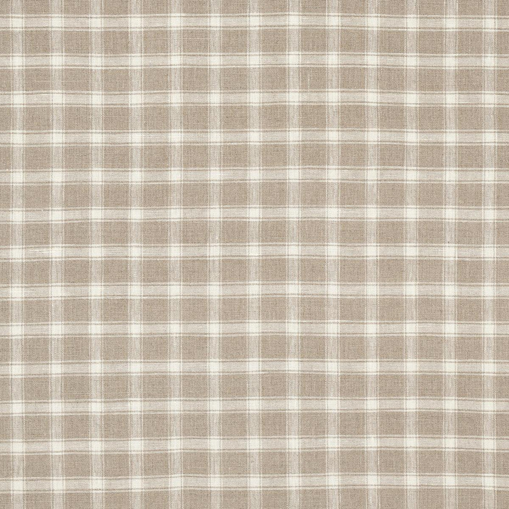 Crawford Linen Check Flax 81453 by Schumacher Designer Fabric A Country Life 1.75" - Swanky Fabrics -