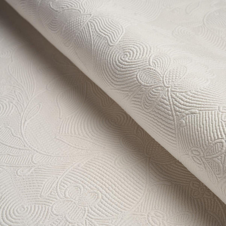 Quilted Scroll Matelass Ivory 81590 by Schumacher Designer Fabric Williamsburg 27.5" - Swanky Fabrics -