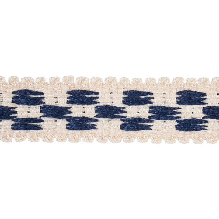 Crawford Check Tape Narrow Indigo 81620 by Schumacher Trim Williamsburg - Fabric Carolina -
