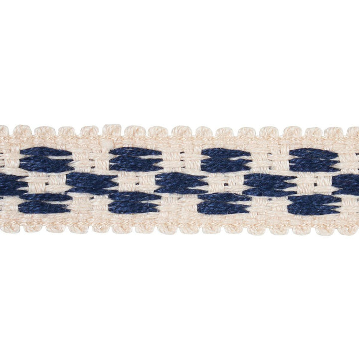 Crawford Check Tape Narrow Indigo 81620 by Schumacher Designer Trim Williamsburg - Swanky Fabrics -