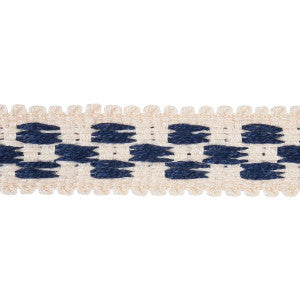 Crawford Check Tape Narrow Indigo 81620 by Schumacher Trim