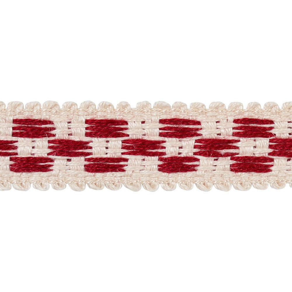 Crawford Check Tape Narrow Cornwallis Red 81621 by Schumacher Designer Trim Williamsburg - Swanky Fabrics -