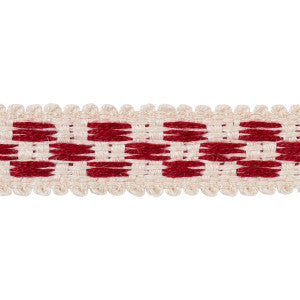 Crawford Check Tape Narrow Cornwallis Red 81621 by Schumacher Trim