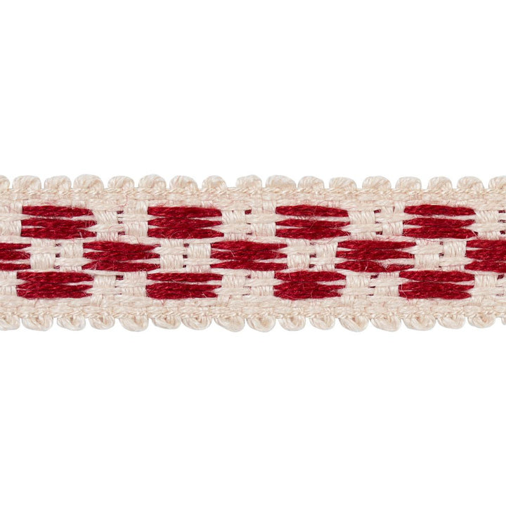 Crawford Check Tape Narrow Cornwallis Red 81621 by Schumacher Trim Williamsburg - Fabric Carolina -