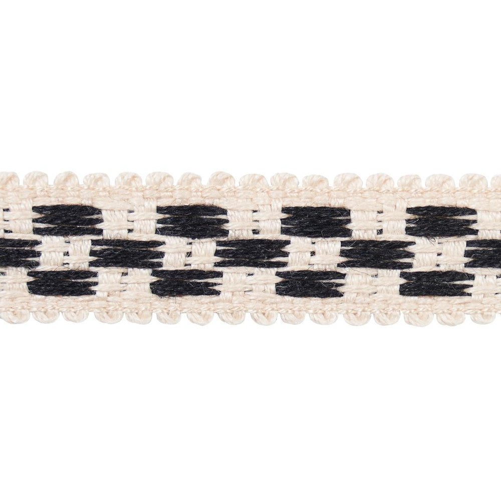 Crawford Check Tape Narrow Basalt 81623 by Schumacher Designer Trim Williamsburg - Swanky Fabrics -