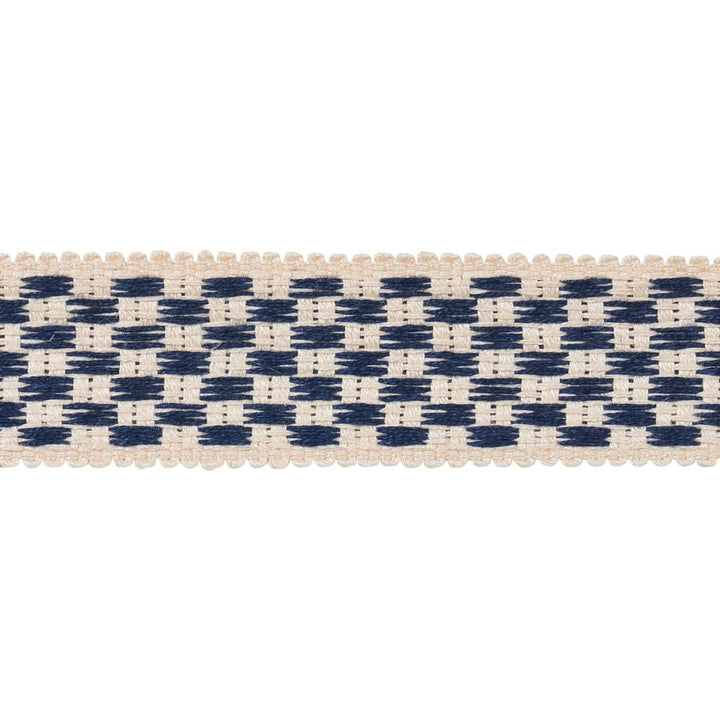 Crawford Check Tape Medium Indigo 81630 by Schumacher Trim Williamsburg - Fabric Carolina -