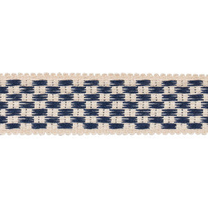 Crawford Check Tape Medium Indigo 81630 by Schumacher Trim
