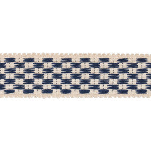 Crawford Check Tape Medium Indigo 81630 by Schumacher Trim