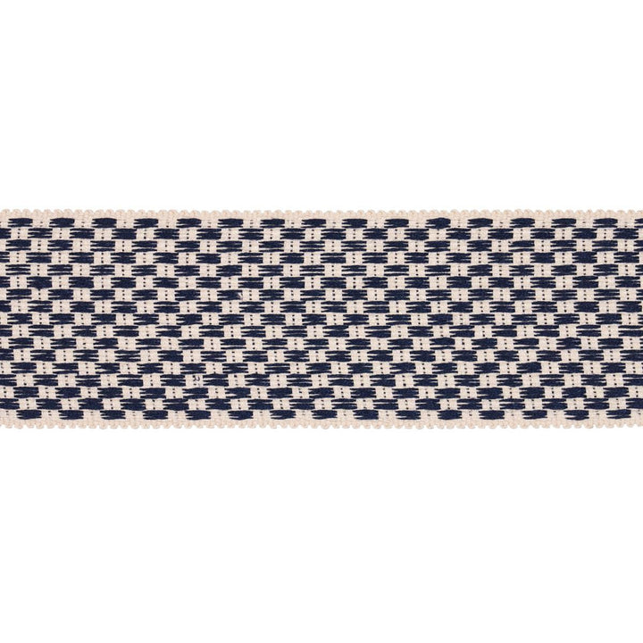 Crawford Check Tape Wide Indigo 81640 by Schumacher Trim Williamsburg - Fabric Carolina -