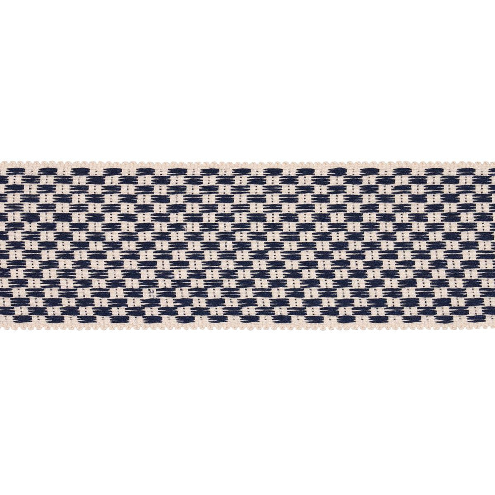 Crawford Check Tape Wide Indigo 81640 by Schumacher Designer Trim Williamsburg - Swanky Fabrics -