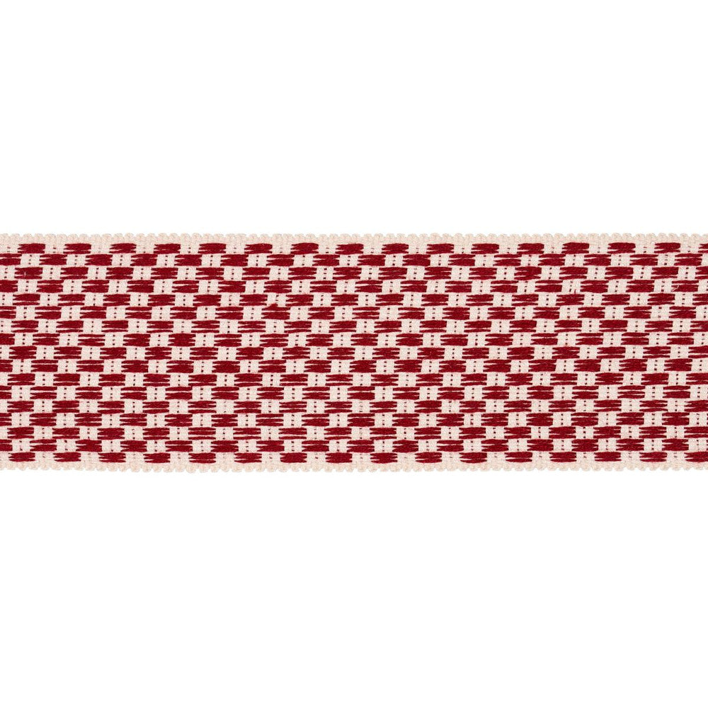 Crawford Check Tape Wide Cornwallis Red 81641 by Schumacher Designer Trim Williamsburg - Swanky Fabrics -