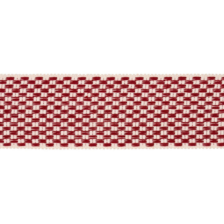 Crawford Check Tape Wide Cornwallis Red 81641 by Schumacher Designer Trim Williamsburg - Swanky Fabrics -