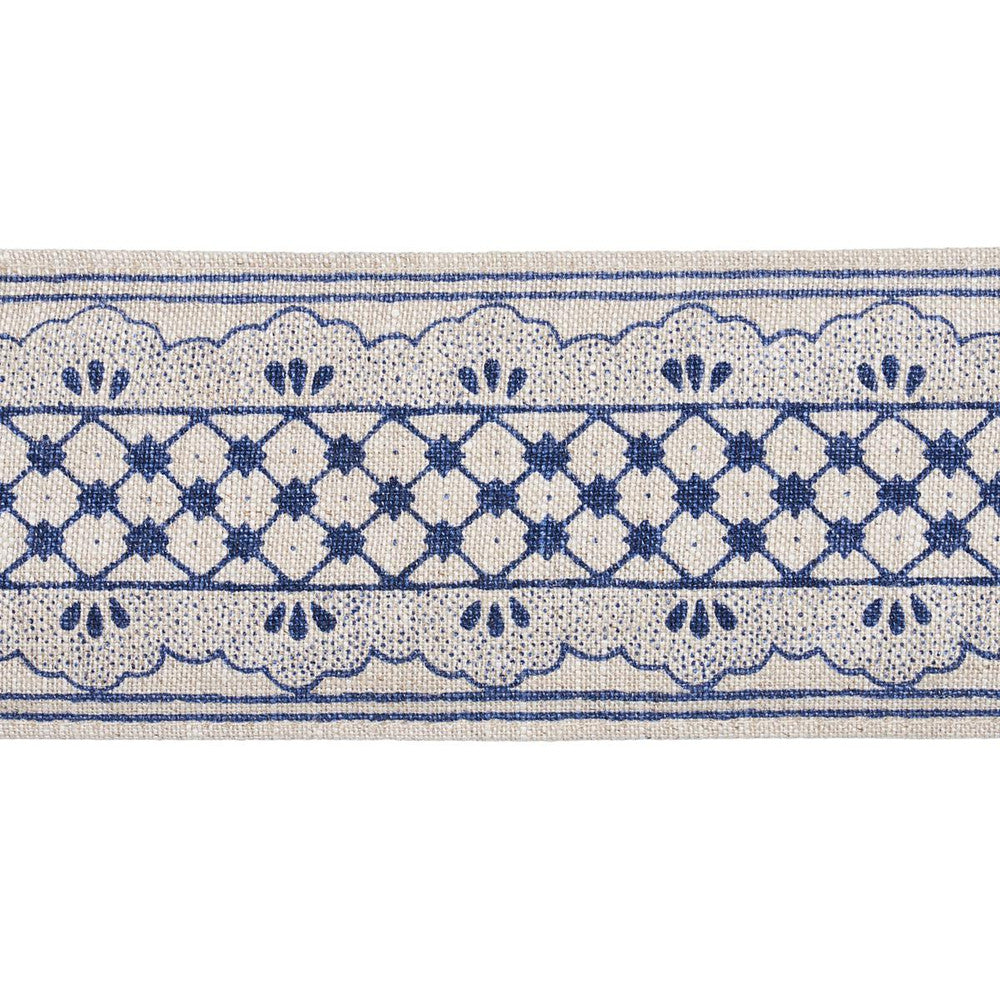 Davison Scalloped Tape Washington Blue 81650 by Schumacher Designer Trim Williamsburg - Swanky Fabrics -