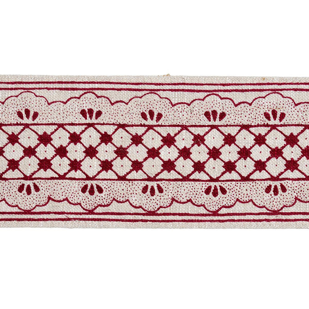 Davison Scalloped Tape Crimson 81651 by Schumacher Designer Trim Williamsburg - Swanky Fabrics -