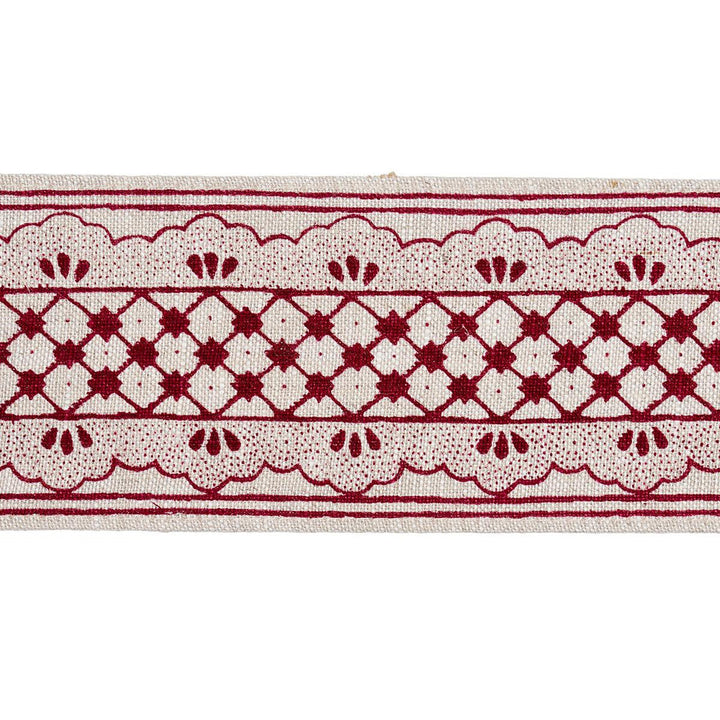 Davison Scalloped Tape Crimson 81651 by Schumacher Designer Trim Williamsburg - Swanky Fabrics -