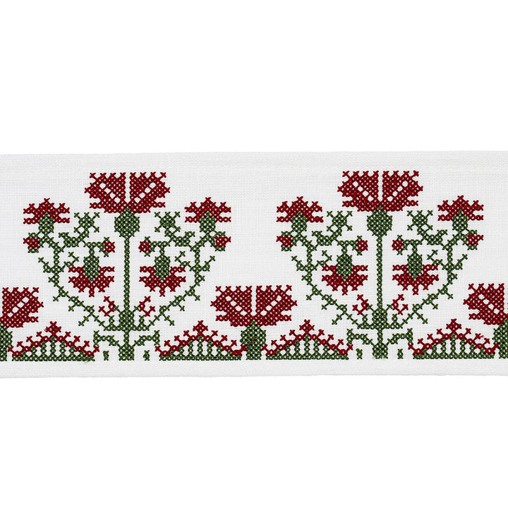 Custis Embroidered Tape Claret 81660 by Schumacher Trim Williamsburg - Fabric Carolina -