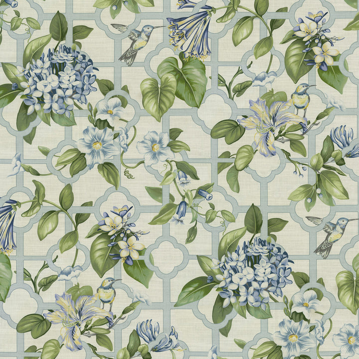 Treillage Serene Sky 682282 by Waverly Fabric 100% Cotton Peru 25000 Horizontal: 13.5 and Vertical: 27 54/55 - Fabric Carolina -