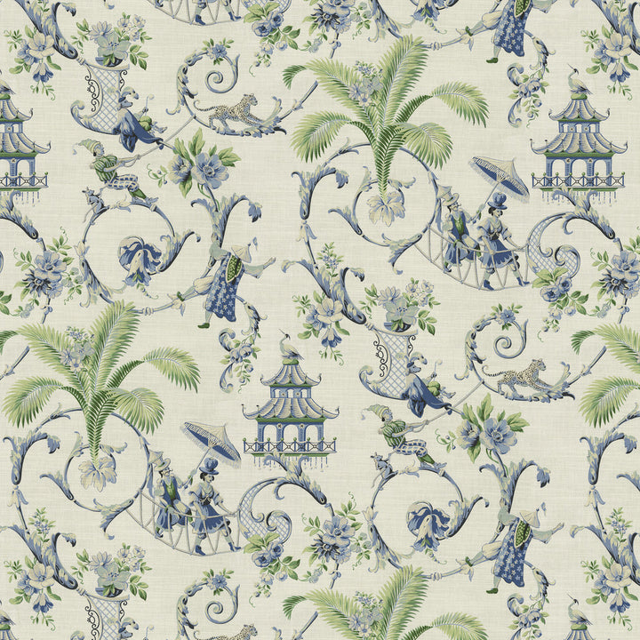 Mandarin Prose Porcelain 682301 by Waverly Fabric 100% Cotton Peru 25000 Horizontal: 13.5 and Vertical: 25.25 54/55 - Fabric Carolina -