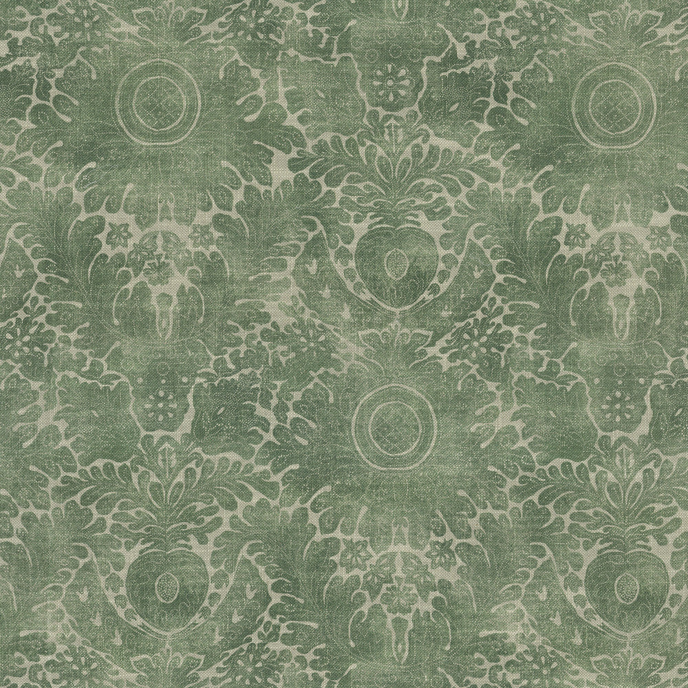 Damask Sarong Evergreen 682531 by WAVERLY Fabric - 75% cotton, 25% linen Pakistan 15000 Horizontal: 18 and Vertical: 25.25 54 - Fabric Carolina -