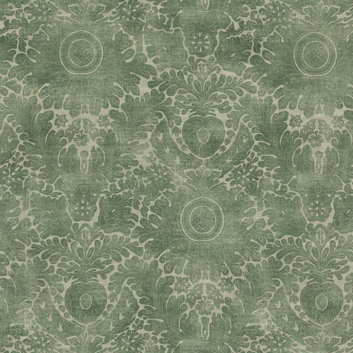 Damask Sarong Evergreen 682531 by WAVERLY Fabric - 75% cotton, 25% linen Pakistan 15000 Horizontal: 18 and Vertical: 25.25 54 - Fabric Carolina -