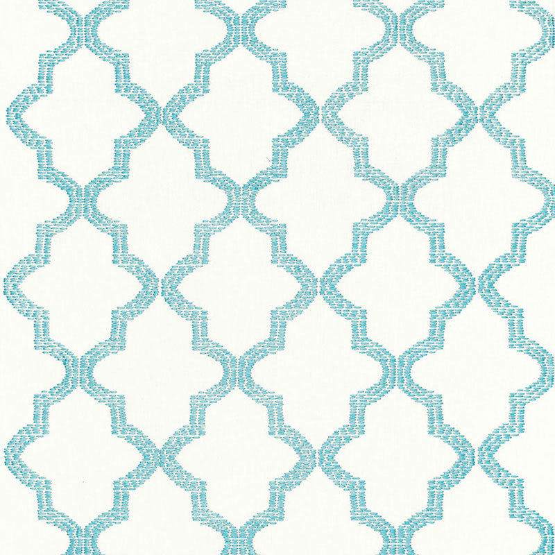 Tangier Embroidery Caribbean 68342 by Schumacher Designer Fabric CHROMA SP14 LINEN 85% RAYON 15% INDIA MARTINDALE 10,000 </p><p>Repeat: Horizontal: 3 1/2" (9CM) and Vertical: 7 1/2" (19CM) 50 - Swanky Fabrics -