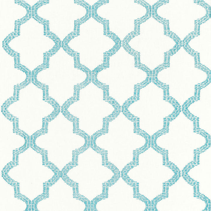 Tangier Embroidery Caribbean 68342 by Schumacher Designer Fabric CHROMA SP14 LINEN 85% RAYON 15% INDIA MARTINDALE 10,000 </p><p>Repeat: Horizontal: 3 1/2" (9CM) and Vertical: 7 1/2" (19CM) 50 - Swanky Fabrics -