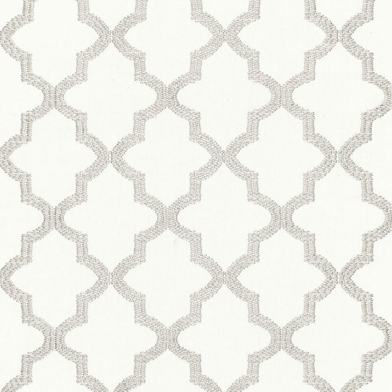 Tangier Embroidery Silver 68343 by Schumacher Fabric CHROMA SP14 LINEN 85% RAYON 15% INDIA MARTINDALE 10,000 </p><p>Repeat: Horizontal: 3 1/2" (9CM) and Vertical: 7 1/2" (19CM) 50 - Fabric Carolina -