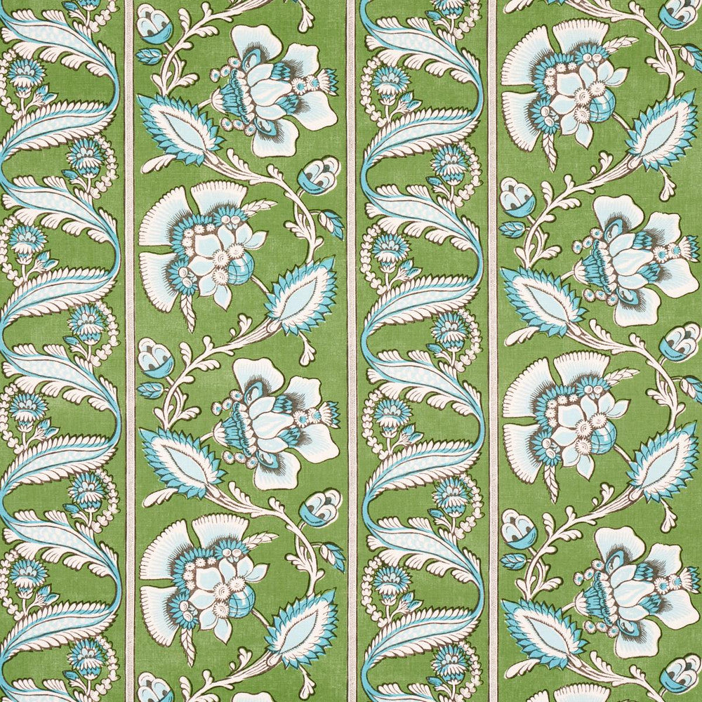 Marielle Vine Green & Peacock 180531 by Schumacher Fabric New Traditional: Provenal 13.25" - Fabric Carolina -