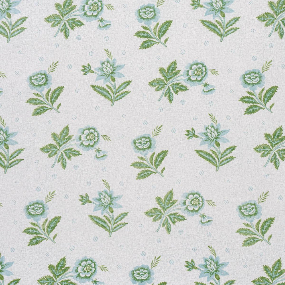 Colline Leaf & Aqua 180540 by Schumacher Designer Fabric New Traditional: Provenal 2.5" - Swanky Fabrics -