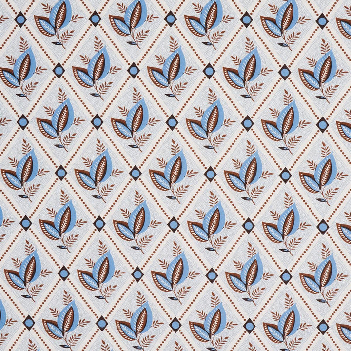 Basile Trellis Delft & Sepia 180573 by Schumacher Fabric New Traditional: Provenal 13.5" - Fabric Carolina -