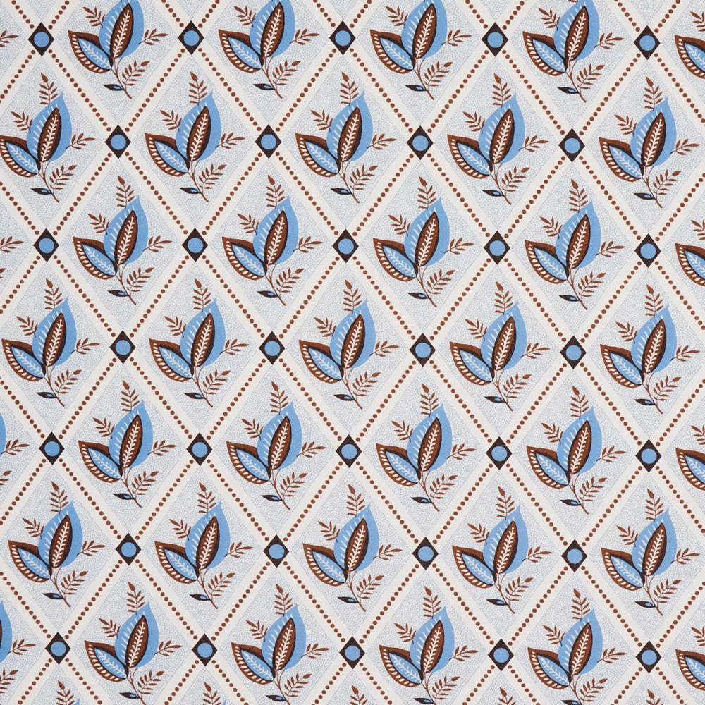 Basile Trellis Delft & Sepia 180573 by Schumacher Designer Fabric New Traditional: Provenal 13.5" - Swanky Fabrics -