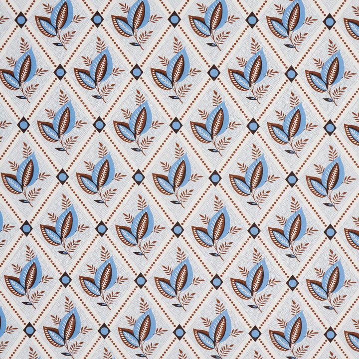 Basile Trellis Delft & Sepia 180573 by Schumacher Designer Fabric New Traditional: Provenal 13.5" - Swanky Fabrics -