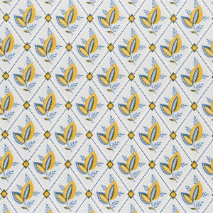 Basile Trellis Yellow & Blue 5014230 by Schumacher Wallpaper