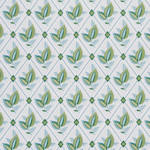 Basile Trellis Leaf & Aqua 5014231 by Schumacher Wallpaper