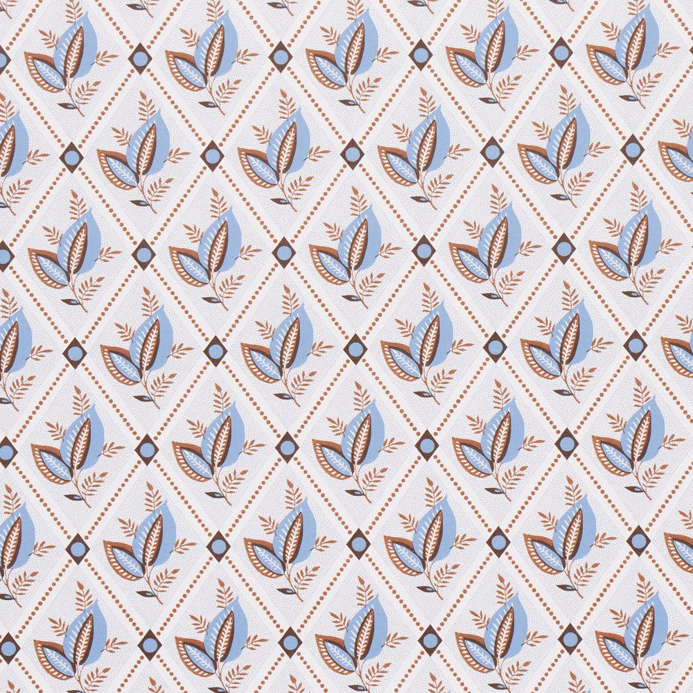 Basile Trellis Delft & Sepia 5014232 by Schumacher Wallpaper New Traditional: Provenal 13.5" - Fabric Carolina -