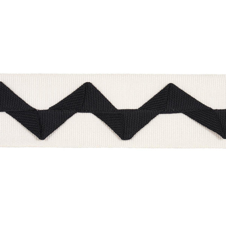 Lazare Appliqu Tape Black On Ivory 82243 by Schumacher Trim New Traditional: Provenal 2.0" - Fabric Carolina -