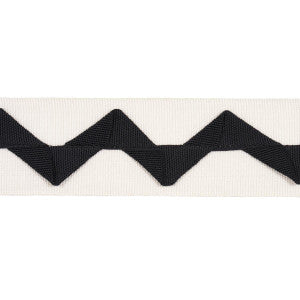 Lazare Appliqu Tape Black On Ivory 82243 by Schumacher Trim