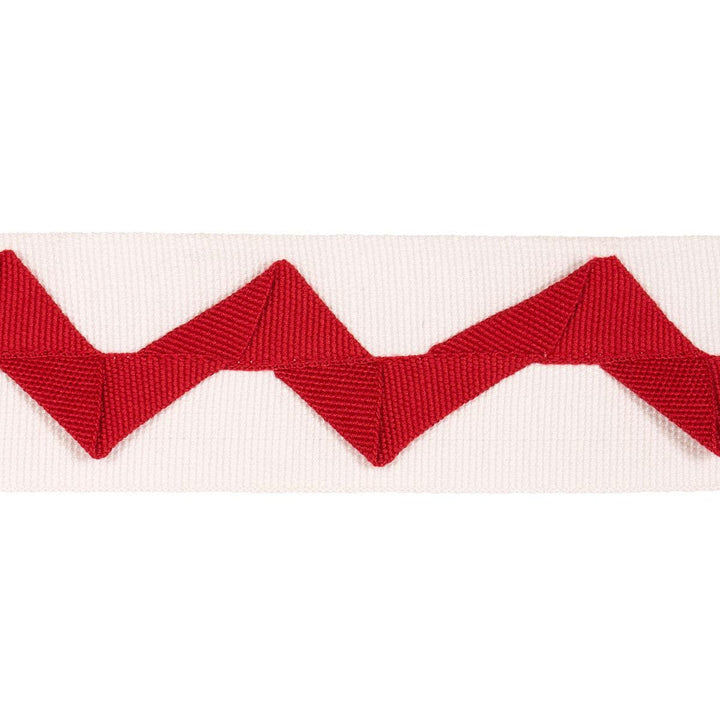 Lazare Appliqu Tape Red On Ivory 82244 by Schumacher Designer Trim New Traditional: Provenal 2.0" - Swanky Fabrics -