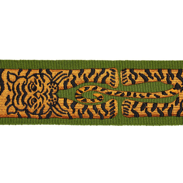 Le Tigre Embroidered Green 82511 by Schumacher Designer Trim Johnson Hartig 30.0" - Swanky Fabrics -
