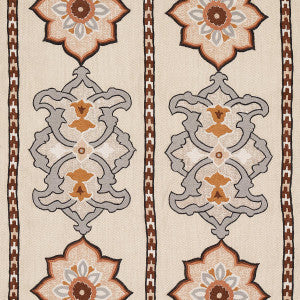 Temara Hand Embroidered Print Natural 175182 by Schumacher Fabric
