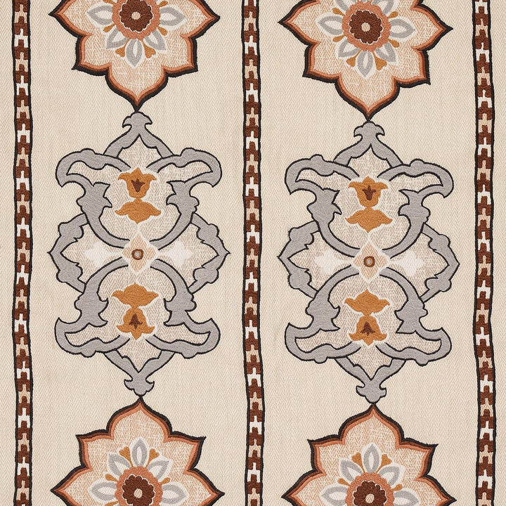 Temara Hand Embroidered Print Natural 175182 by Schumacher Fabric Bohemia 13.2" - Fabric Carolina -