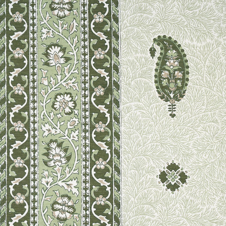 Ojai Paisley Leaf Green 177614 by Schumacher Fabric Mark D. Sikes 54.0" - Fabric Carolina -