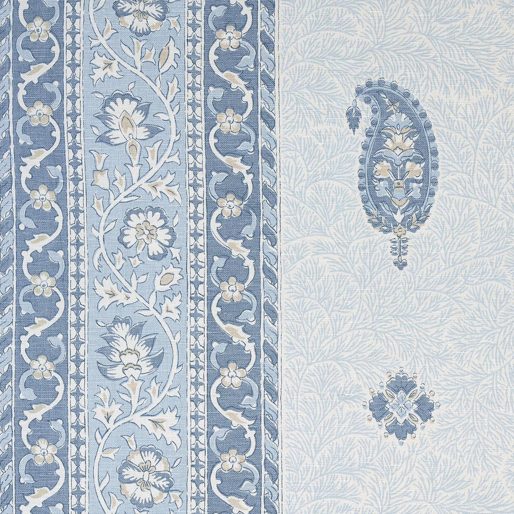 Ojai Paisley China Blue 177615 by Schumacher Fabric Mark D. Sikes 54.0" - Fabric Carolina -