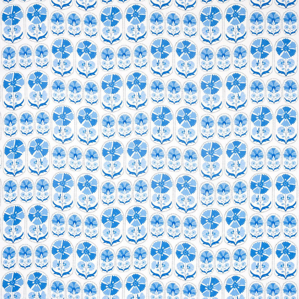 Anjuna Floral Linen Print Porcelain 180481 by Schumacher Fabric Bohemia 12.0" - Fabric Carolina -