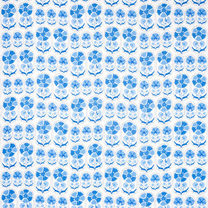 Anjuna Floral Linen Print Porcelain 180481 by Schumacher Fabric