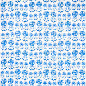 Anjuna Floral Linen Print Porcelain 180481 by Schumacher Fabric