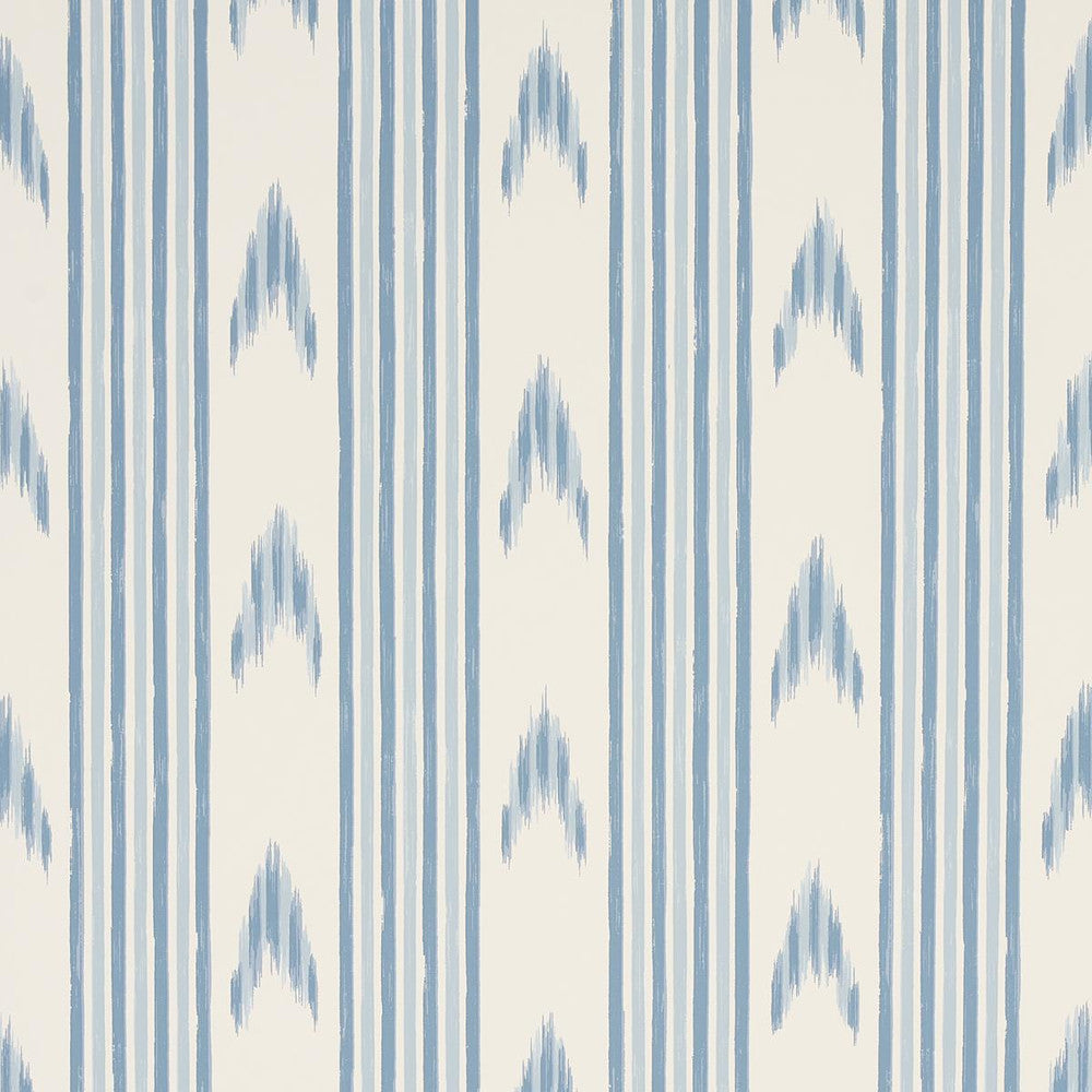 Santa Barbara Ikat China Blue 5009223 by Schumacher Designer Wallpaper Mark D. Sikes 27.0" - Swanky Fabrics -