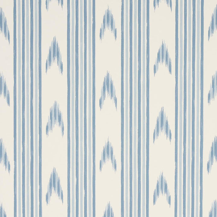 Santa Barbara Ikat China Blue 5009223 by Schumacher Designer Wallpaper Mark D. Sikes 27.0" - Swanky Fabrics -