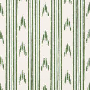 Santa Barbara Ikat Leaf Green 5009224 by Schumacher Wallpaper