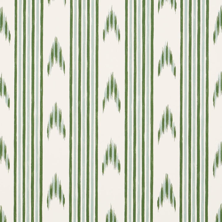 Santa Barbara Ikat Leaf Green 5009224 by Schumacher Wallpaper Mark D. Sikes 27.0" - Fabric Carolina -